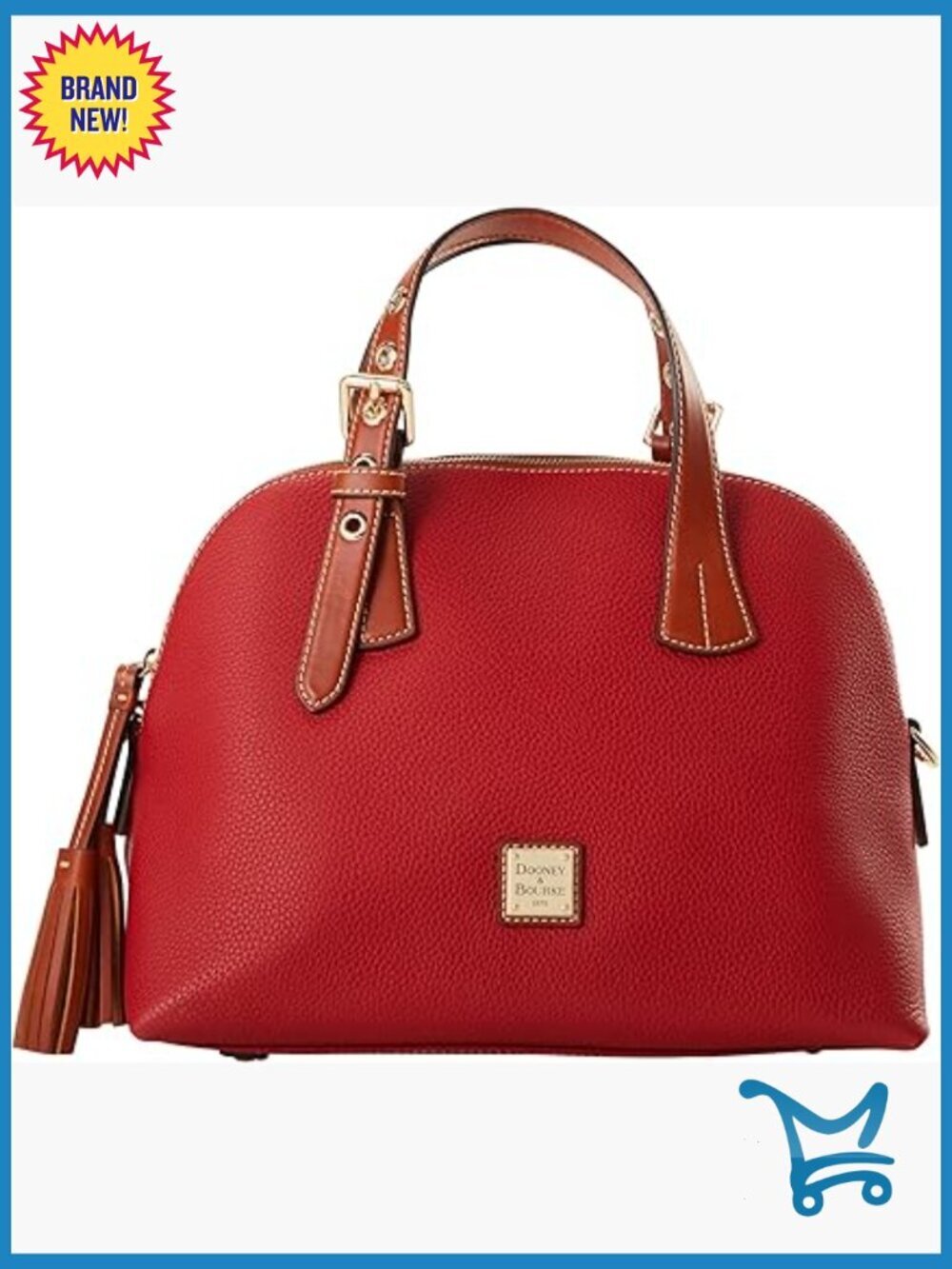 Leather Satchel Handbag with Crossbody Strap, Inside Pockets